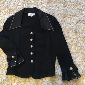 ST. John Black Knit and Satin Blazer